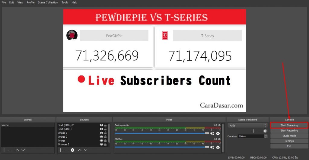live streaming subscribers count