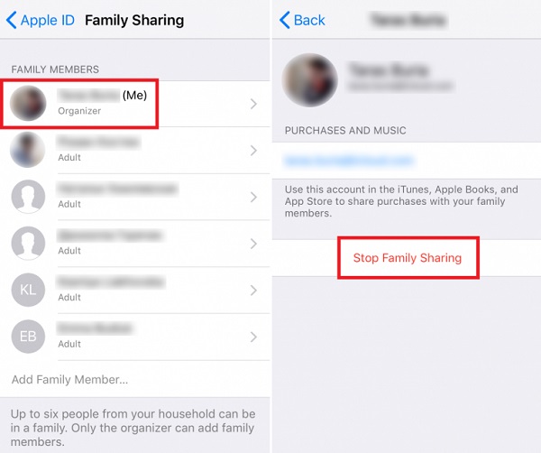 cara berhenti family sharing di iphone