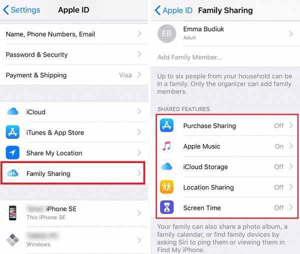 cara menggunakan family sharing di iphone