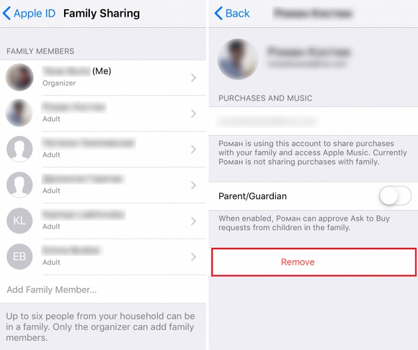 cara menghapus family sharing di iphone