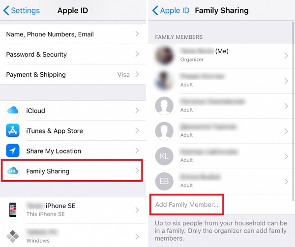 mengaktifkan family sharing di iphone