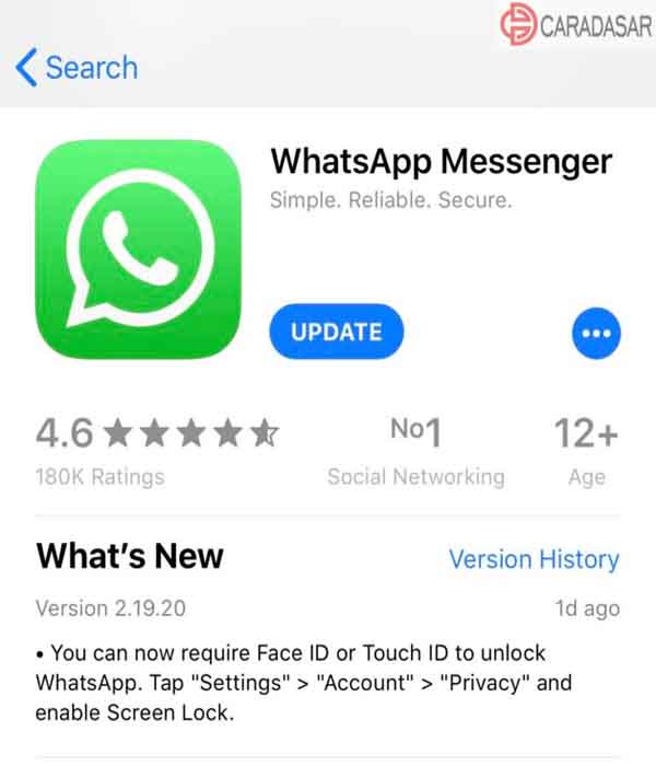 Cara Mengunci WhatsApp menggunakan Face ID atau Touch ID