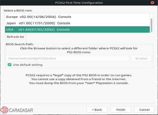 Pengaturan BIOS PCSX2 di Linux