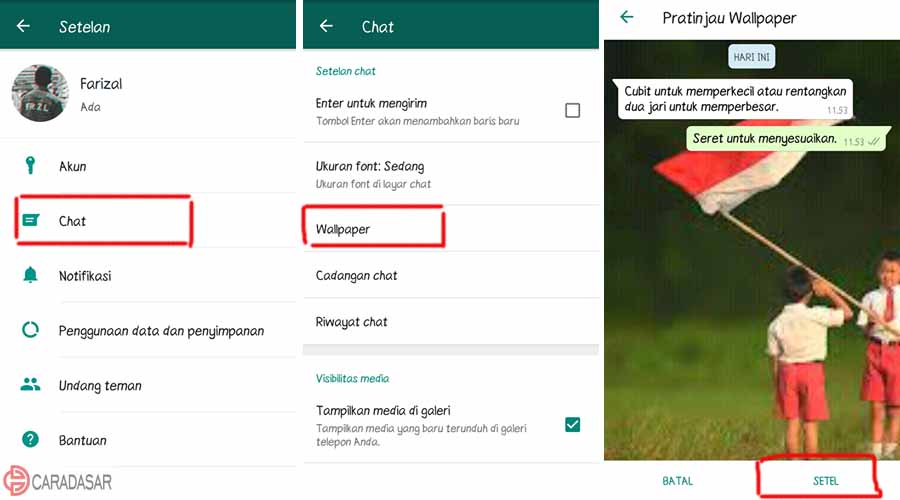 Tutorial kali ini akan menjelaskan langkah Cara Mengganti Background Wallpaper Whatsapp di Android Terbaru